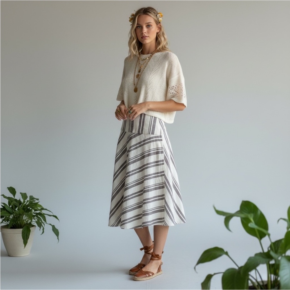 GAP Vintage Y2K Cottagecore Asymmetric Linen Skirt Size 2